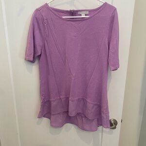 New York & Company Purple Short Sleeve Top